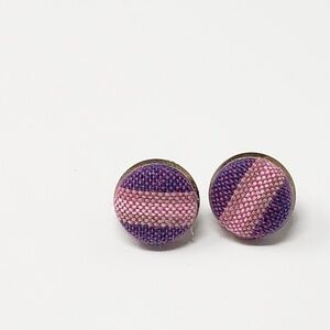 New Handmade | Upcycled Pink Purple Button Stud Earrings